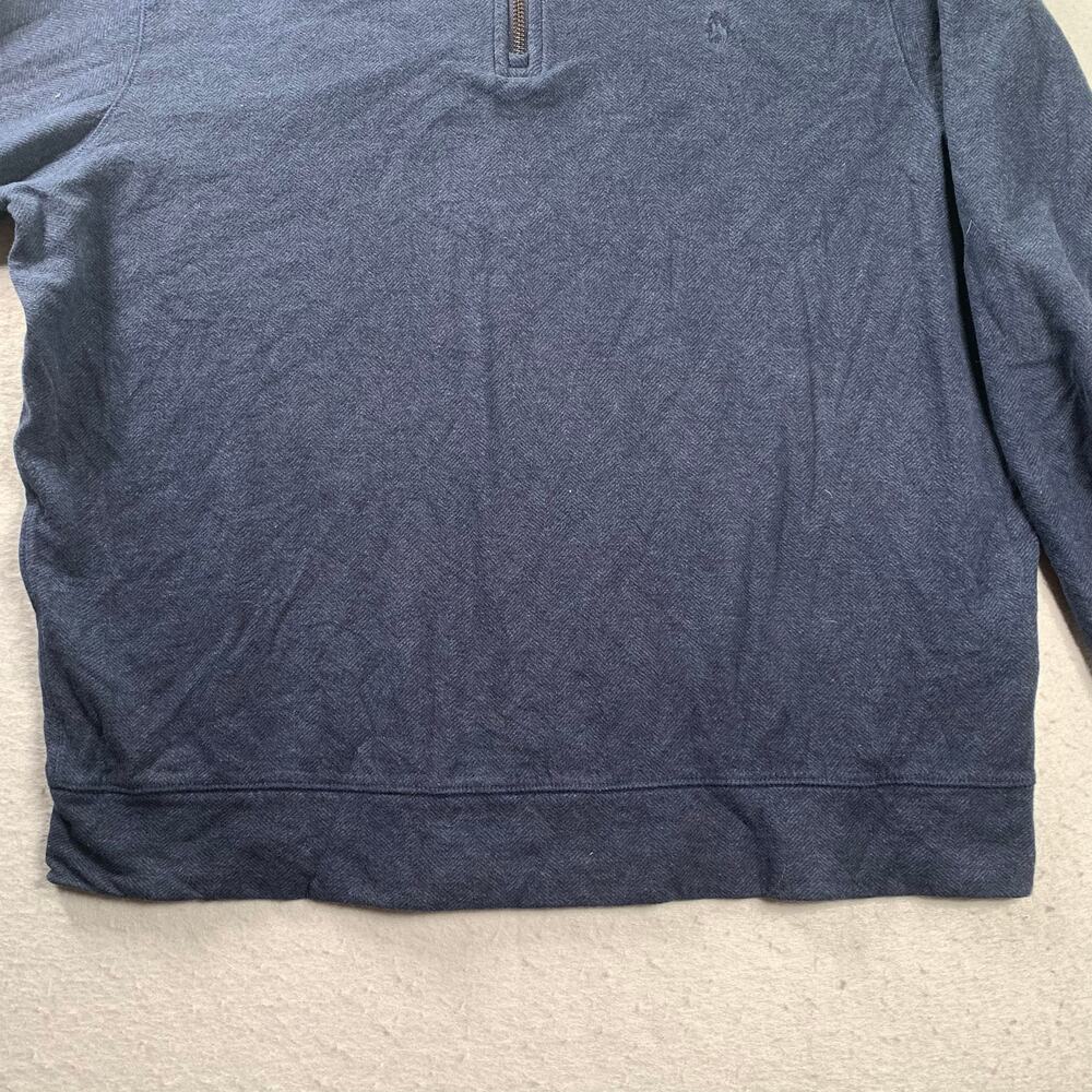 Polo Ralph Lauren Quarter Zip Mens Large Herringbone Navy Blue Pullover Sweater - Picture 6 of 11